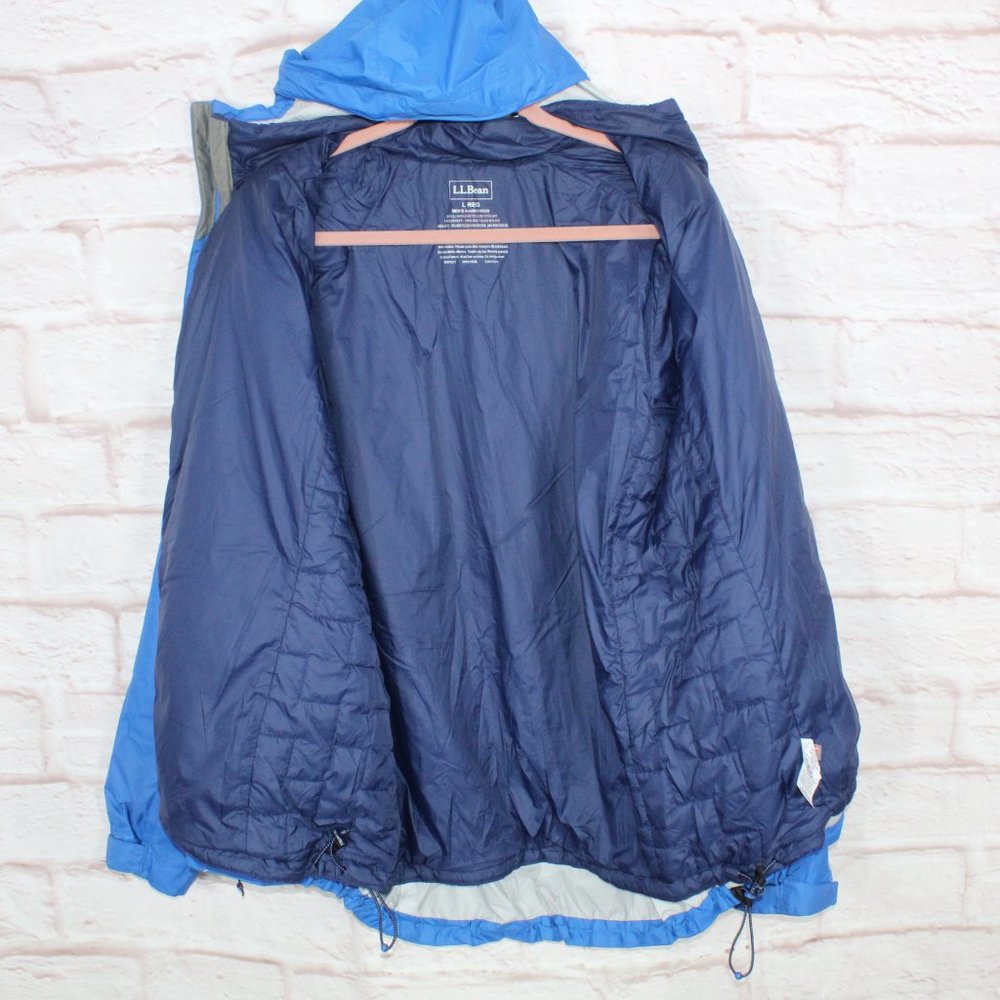 LL Bean Blue Nylon Full Zip Lined Insulated Hooded Jacket Size L - Picture 7 of 12